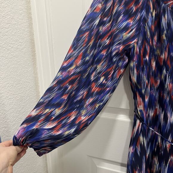 Tommy Bahama Midi Dress XS Cruise Resort Boho Long Sleeve Patriotic Ikat Artsy - Picture 4 of 14